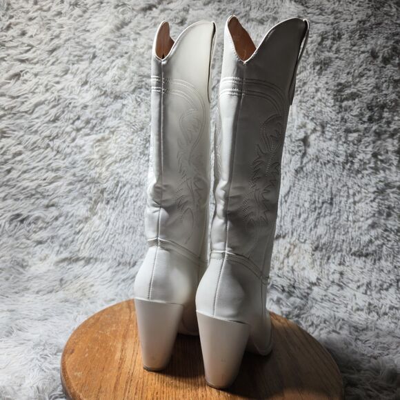ISNOM Women Size 7.5 Knee High Embroidered Chunky Heeled Western Cowgirl Boots - Picture 2 of 9